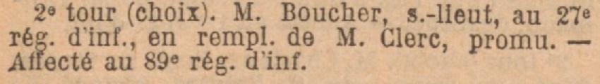 BOUCHER Henri Lt 89e RI JO 14 07 1890