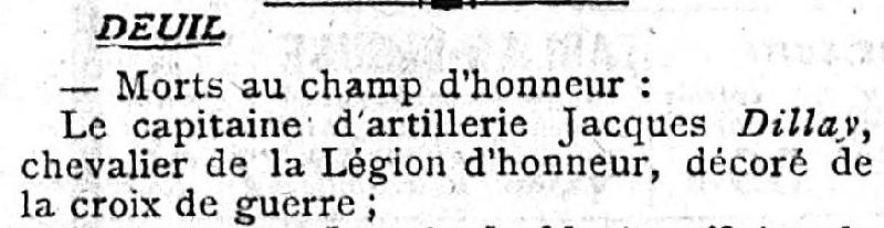DILLAY Jacques Le Figaro 3 8 1918