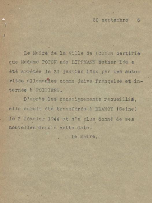 1946 09 20 Lettre Maire de Loudun